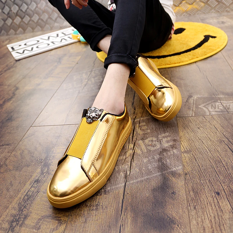 Весна Эластичная лента золотая голова льва на плоской подошве Повседневная