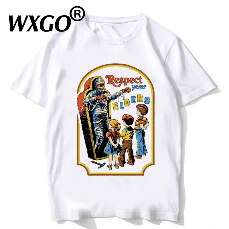 Новая летняя винтажная женская футболка с принтом Воющий коротким рукавом Let's