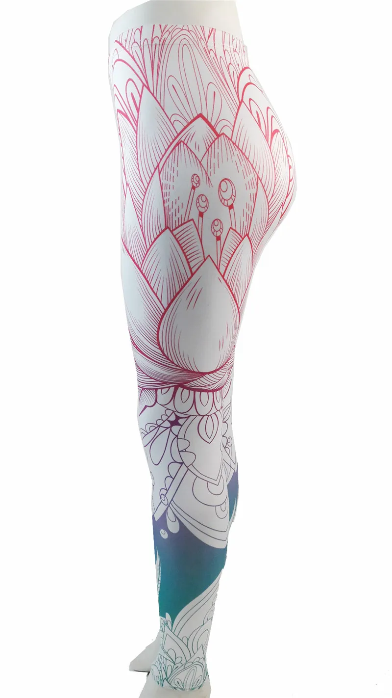 Lotus Legging JIGERJOGER Зима плотная ткань Египетский Индийский Стиль Лотос цветочный черный Мандала Леггинсы Новинка Плюс Размер XL женские спортивные штаны для йоги - Цвет: Lotus Legging
