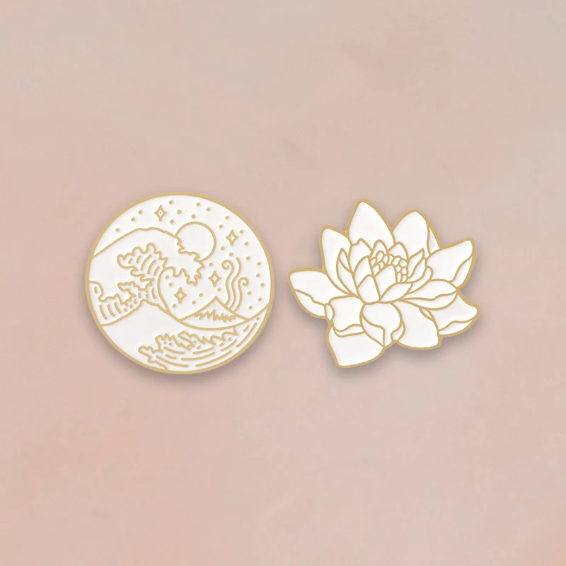 2 шт./компл. эмалированные броши в виде волнистого лотоса булавки для пуговиц
