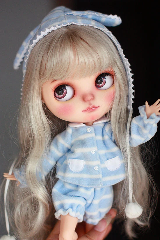 BJD Кукла одежда синий белый колпачок топ брюки пижамы костюм для BJD Blyth Azone кукла licca одежда аксессуары