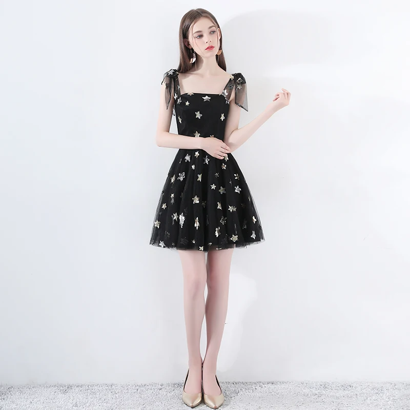 Ssyfashion новый сексуальный чёрное коктейльное платье Короткие без рукавов с