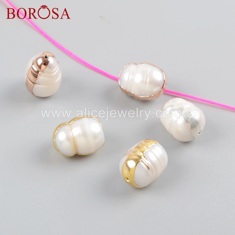 BOROSA 20 шт Стильные Золотые/серебряные/розовое золото цвет Бусы из натурального