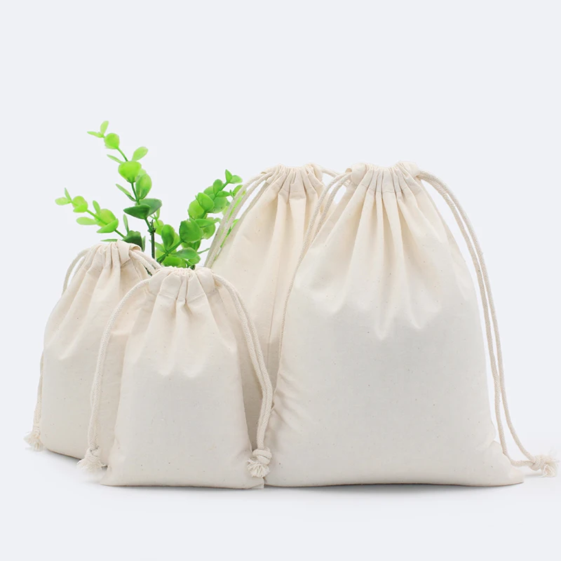 

2PCS Cotton Fabric Dust Cloth Drawstring Storage Bag Clothes Socks/Underwear Shoes Receive Bag Home Sundry Kids Toy Storage Bags