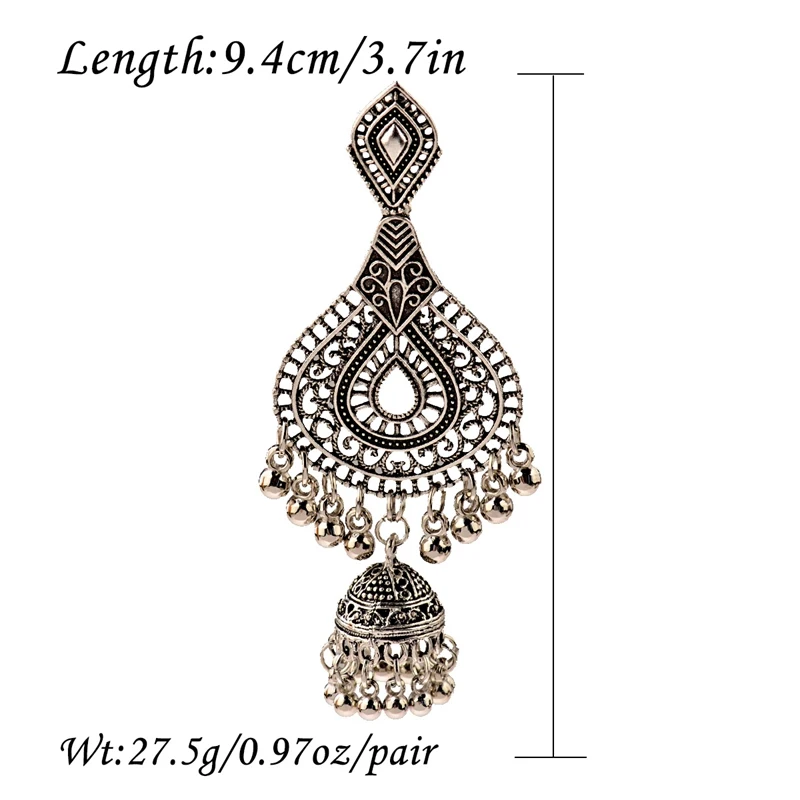 Этнические женские индийские серьги Jhumka, винтажная Капля воды, висячие серьги, классический полый фонарь с кисточками, дворец Orecchini Donna
