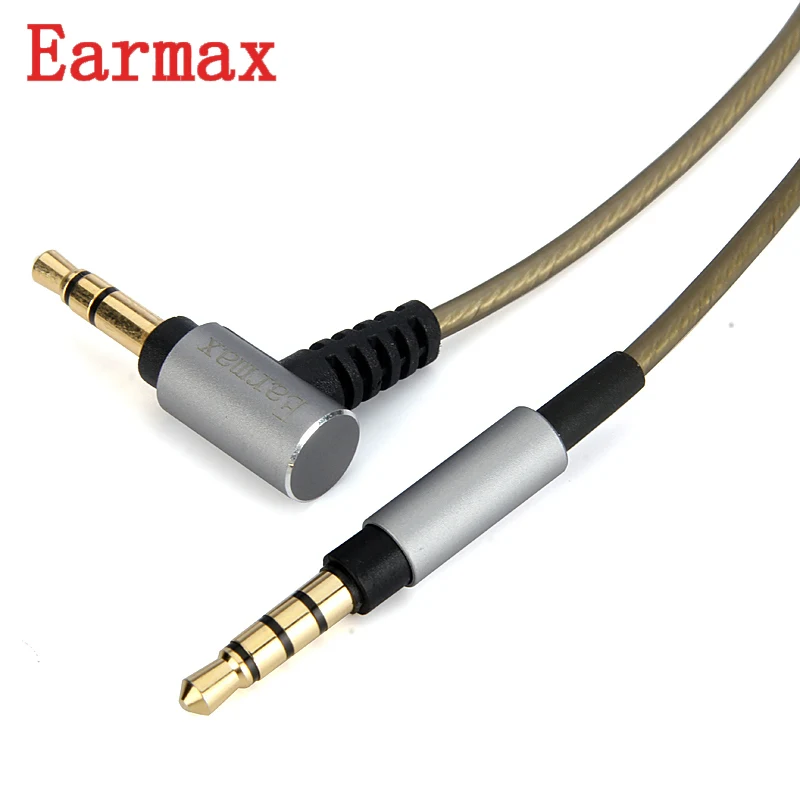 Earmax 3 5 мм Улучшенный кабель для наушников 1 2 м OFC Серебряный провод с обшивкой Aux