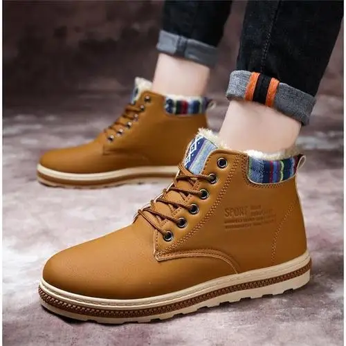 N31 khaki Теплые мужские зимние ботинки; Новинка; высокие бархатные теплые мужские зимние ботинки; молодежные утолщенные теплые ботинки - Цвет: N31 khaki