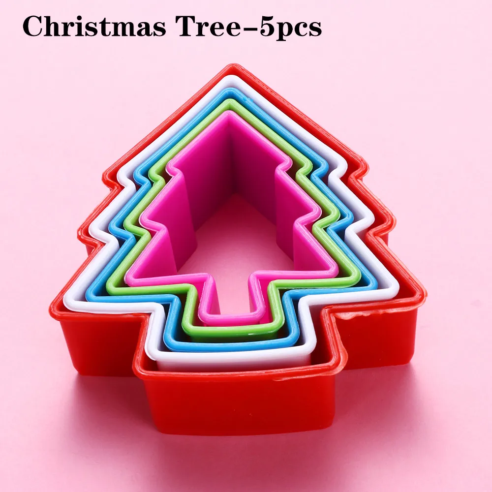 Christmas Tree-5pcs 1 компл. помадка торт плесень печенье печенья кухня выпечки инструменты Рождество форма дерева пряник Сахар Craft - Цвет: Christmas Tree-5pcs