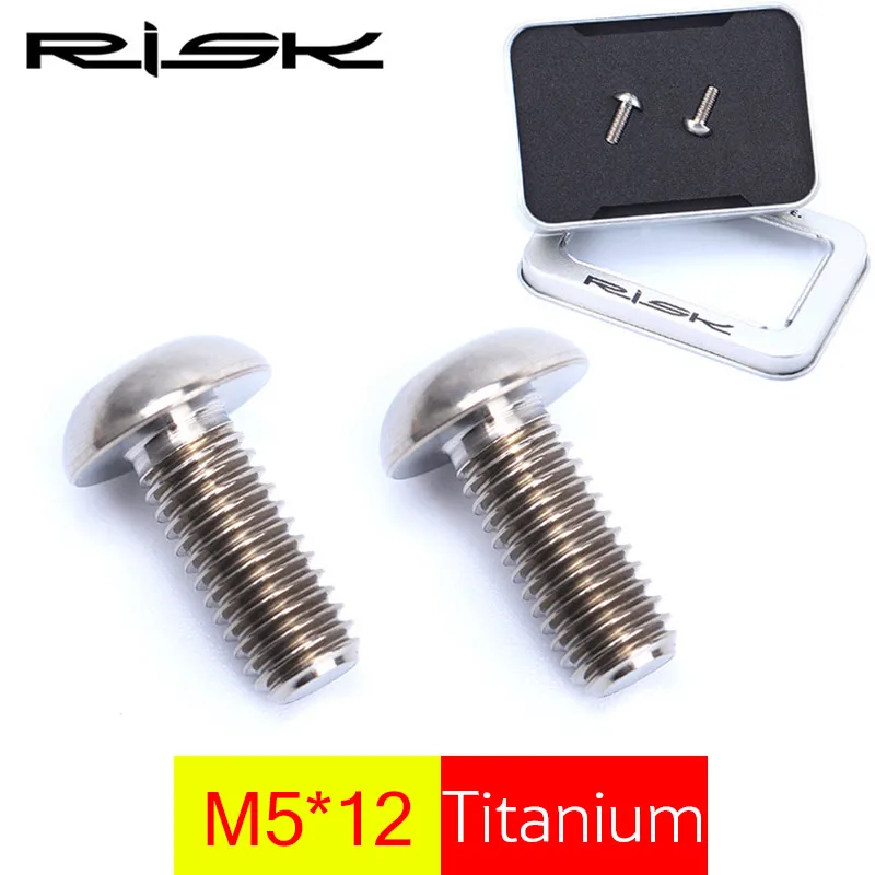 Titanium RISK 2 шт. M5* 12 мм титановый держатель для бутылки для велосипеда Ti болты для велосипедной клетки для бутылки с водой винт для горного велосипеда M5x12 - Цвет: Titanium