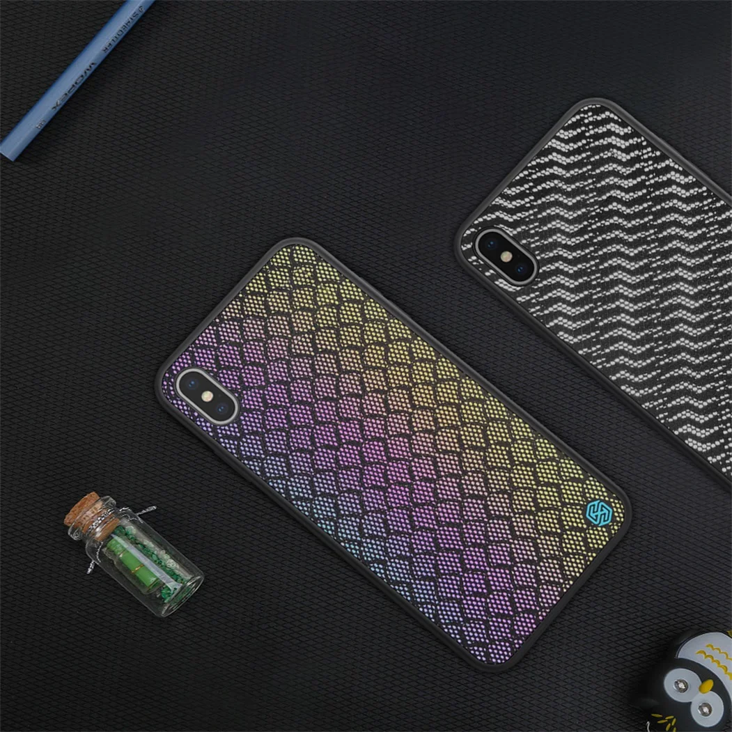 Для iPhone XS Max чехол iPhone X XS XR чехол NILLKIN тканая полиэфирная сетка светоотражающий чехол для телефона PC задняя крышка для iPhone XS Max