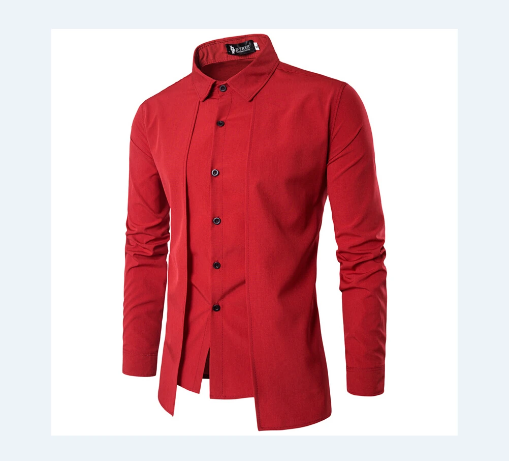 Thefound Горячее предложение мужские рубашки с длинным рукавом Slim Fit однотонные Urban