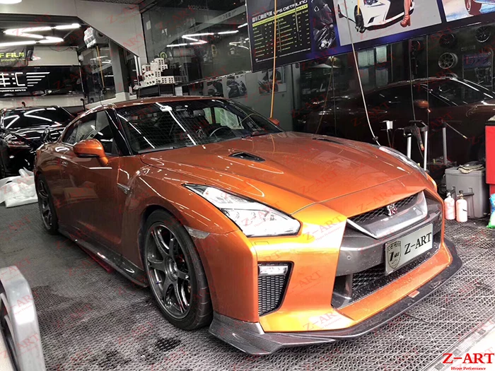 Z-ART передняя губа из углеродного волокна для GT-R R35 передний спойлер из углеродного волокна для GTR- карбоновое волокно передний подбородок