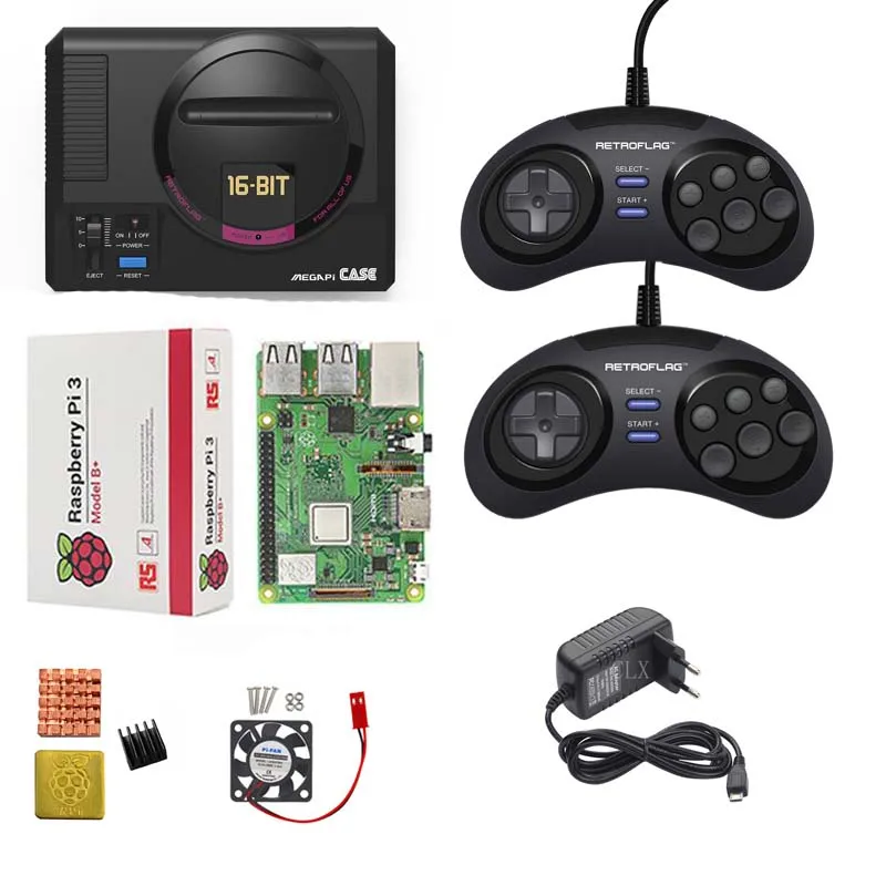 Retroflag MEGAPi чехол + Raspberry pi 3B/3B (Plus) вентилятор теплоотвод 5 В 3 А мощность 2 шт. игровой