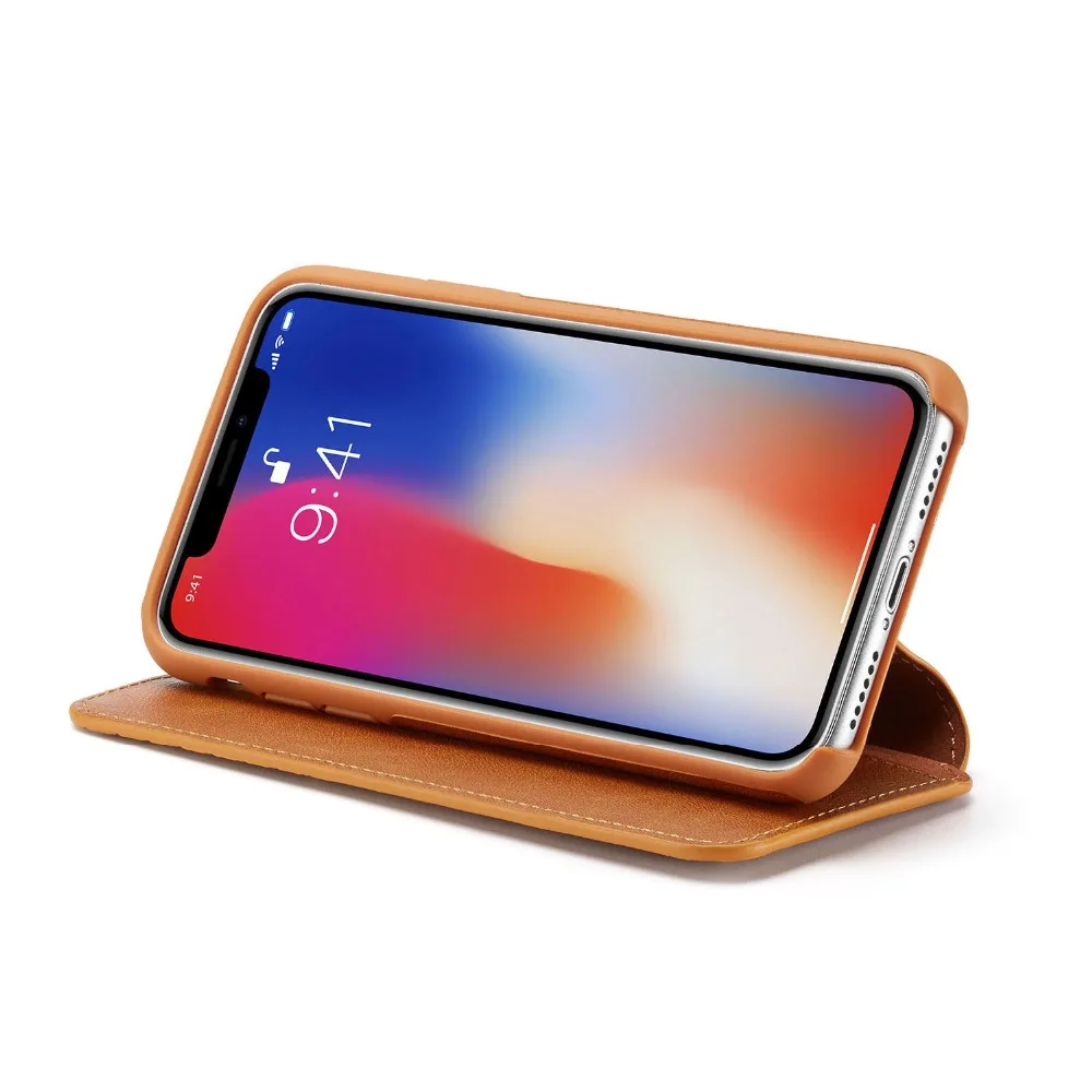 Для iPhone XS Max XR 7 8 Plus 6s Флип кожаный чехол подставка для карт бумажник на магните чехол