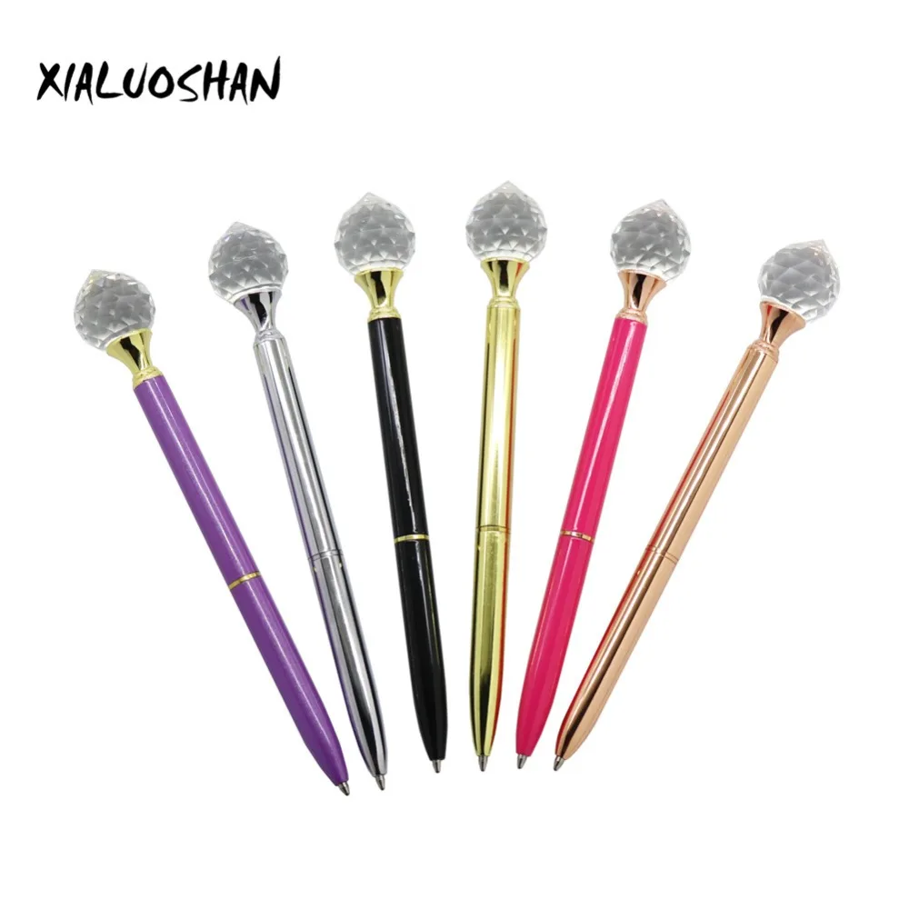 

1 Pc Black ink Drop-shaped ballpoint pen Metal Crystal High quality Student Stationery Office Supplies (Gift-1 pc Blue ink)
