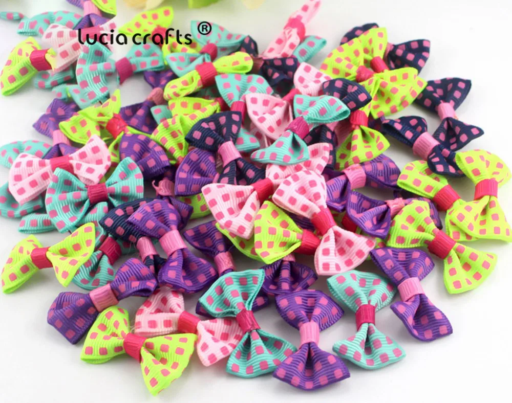 Lucia crafts мульти вариант смешанные цвета горошек банты из органзы Девушки Бутик мини бант для волос Головные уборы DIY ремесло одежды B0807