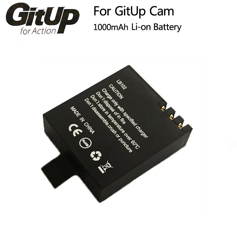 Аккумулятор GitUp 1000mAh резервная перезаряжаемая Li-on батарея для GitUP Git2/Git2P WiFi Спортивная Экшн-камера