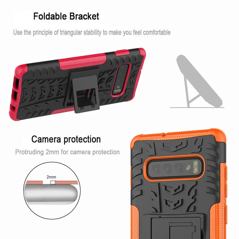 HYSOWENDLY Rugged Impact 2in 1 Hard PC + Soft TPU Cover For Samsung Galaxy S10 10 Plus Shockproof Case S10Plus |