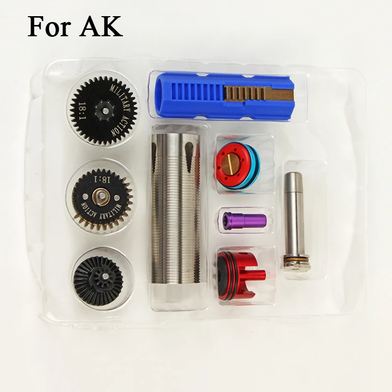 For AK TACTIFANS настроить комплект 18:1 Шестерни комплект поршень головка пружинная направляющая насадка 7 зубчатый поршень для AK M4 MP5 G36 для страйкбола - Цвет: For AK