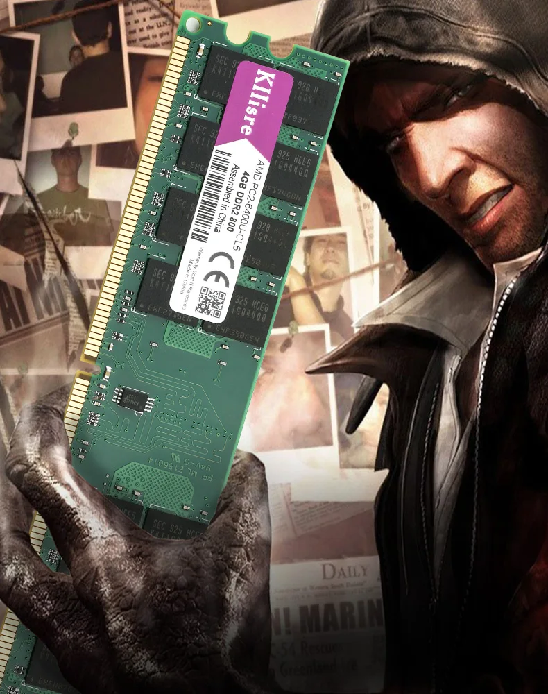Kllisre DDR2 4 ГБ ОЗУ 800 МГц PC2-6400 Настольный ПК Память DIMM 240 контактов для системы AMD Высокая совместимость