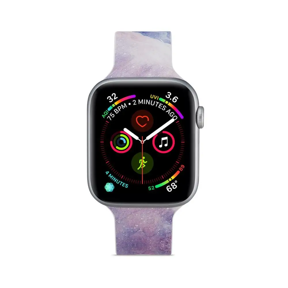 006 Сменный силиконовый ремешок для Apple Watch 4 44 мм 40 мм браслет с цветочным принтом для iwatch серии 5 3 2 38 мм 42 мм браслеты - Цвет ремешка: 006