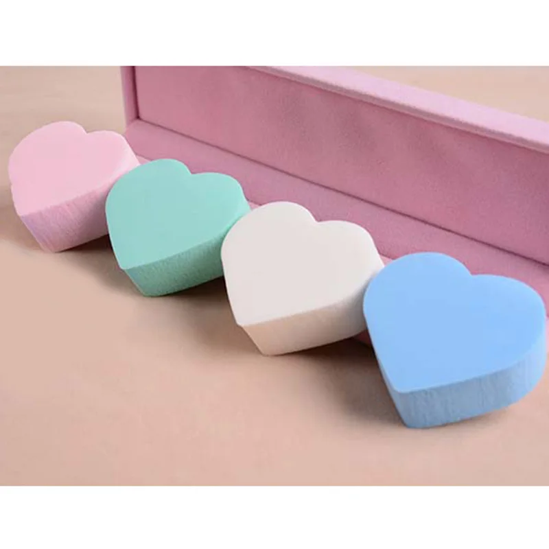 Hot sale 4pcs Heart Shapes Cosmetic Puff Facial Care Cleaning Washing Sponge Beauty Foundation Powder Face Smooth Makeup Tool |
