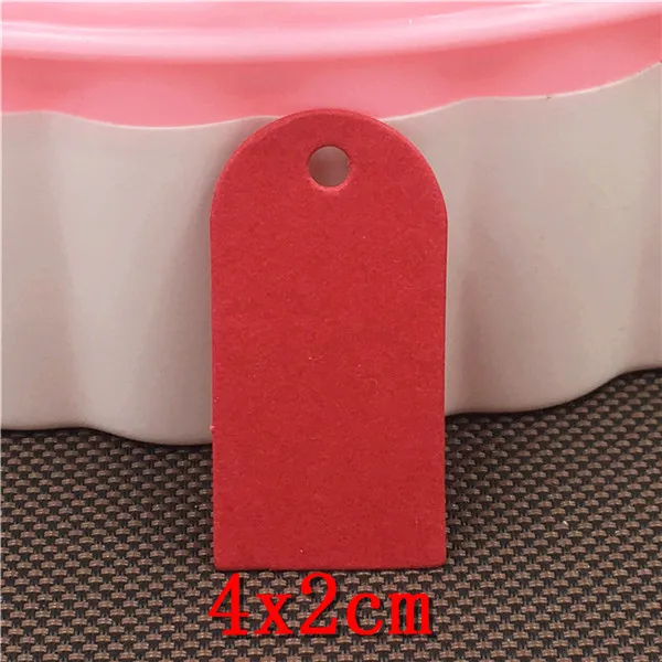 Red 4x2cm 100 шт разноцветная арка в Форме Натурального крафт-картона бирки печать Цветы Сердце фигурки для одежды ручной работы марка одежды - Цвет: Red 4x2cm