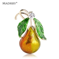madrry vivid green leave gourd brooches for women gold color crystal broches pins sweater shoulder suit lapel badge pin jewelry