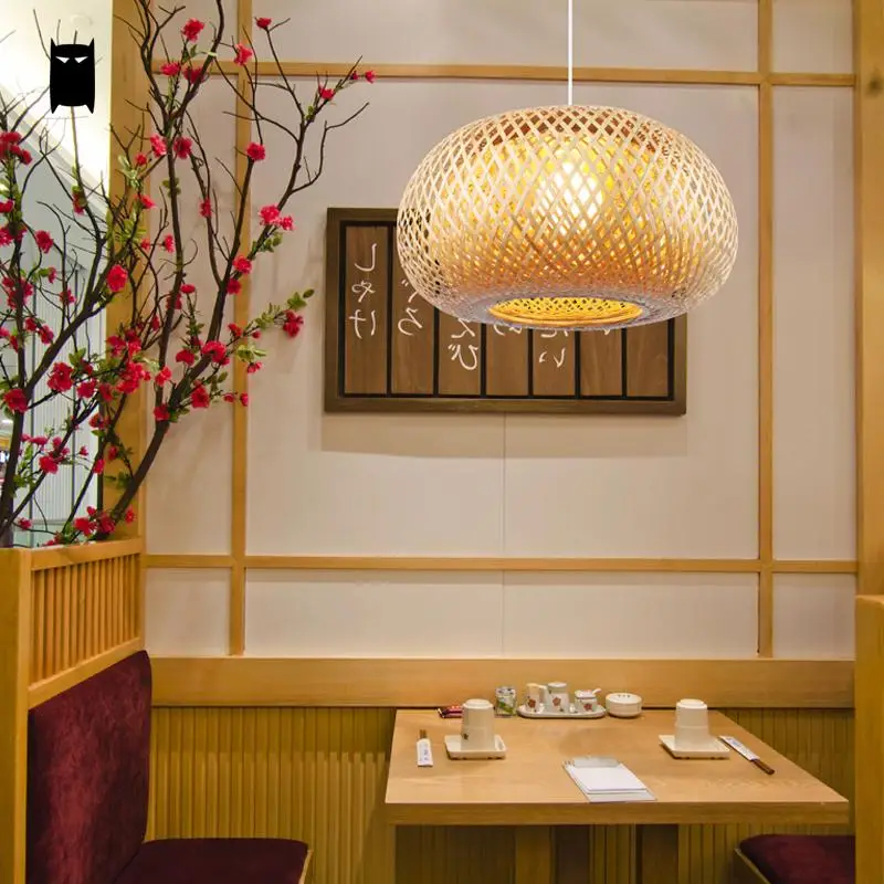 Подвесной светильник из натурального бамбука плетеная клетка фонарь ротанга