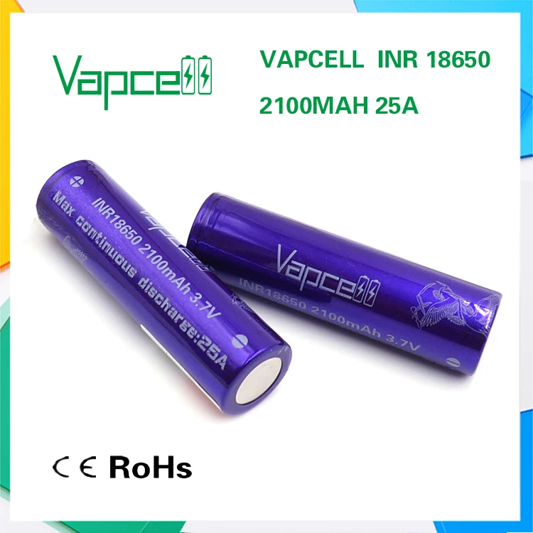 1 шт. VAPCELL INR18650 2100 мАч литиевая 3 7 В перезаряжаемая батарея непрерывная 25А