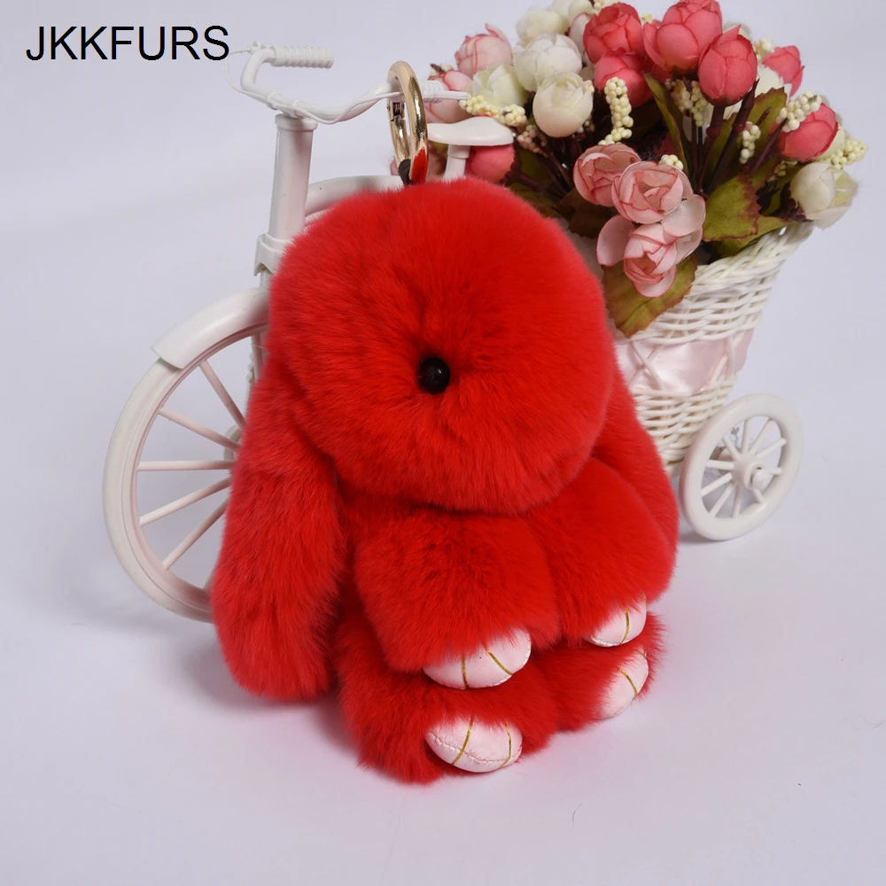 JKKFURS 2019 Новое поступление 18 см Настоящий мех кролика брелки для женщин прекрасный