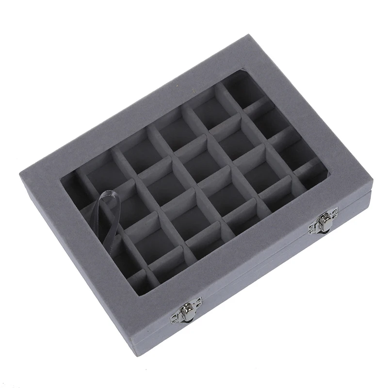 24 Сетки дисплей коробка хранения ювелирных изделий стекло браслет часы подушка
