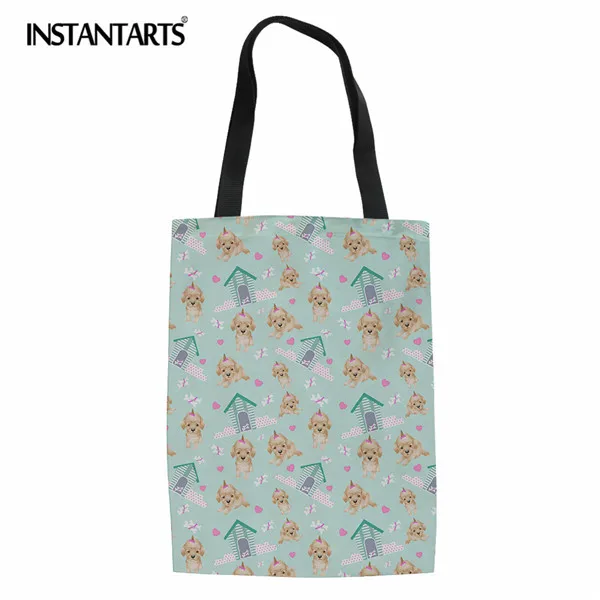CC5223Z22 INSTANTARTS прочный большой Tote Bag Пёс из мультфильма печатных белье Бакалея многоразовый мешок складная сумка для девочек леди - Цвет: CC5223Z22