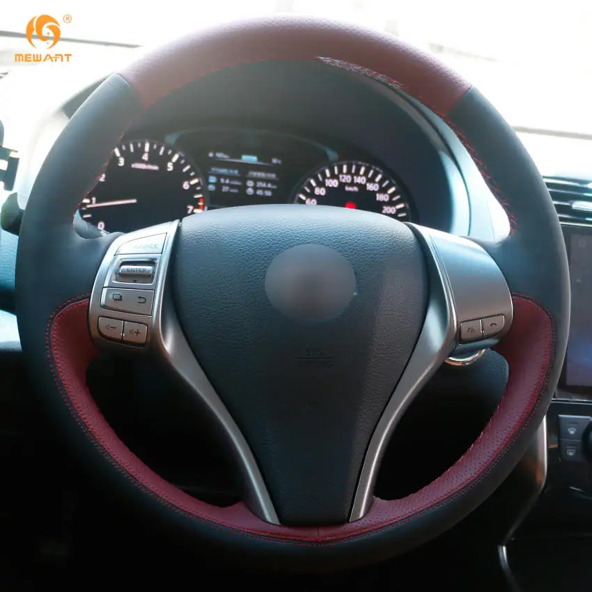 MEWANT черный чехол рулевого колеса автомобиля из натуральной кожи для Nissan Teana 2013- Altima 2013- X-Trail- Qashqai - Название цвета: Style-03