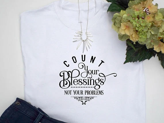 

Count Your Blessings Christian graphic shirts Inspirational clothing slogan cotton believer faith baptism pray tee top art shirt