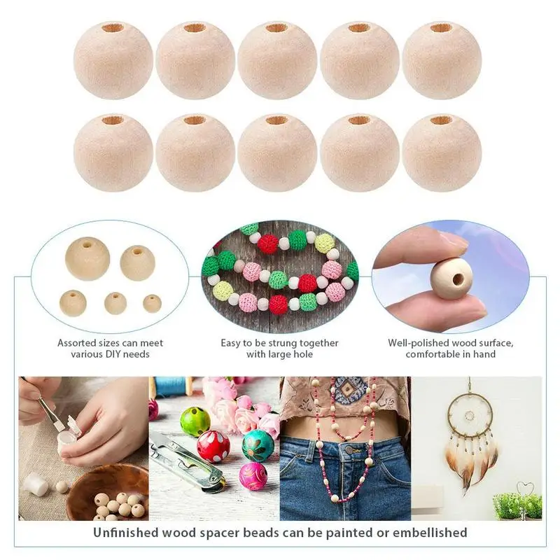 Натуральный Цвет мяч круглых разделительных деревянные бусины DIY 12/14/20 мм деревянные бусины для самостоятельного изготовления ювелирных изделий ручной работы аксессуары