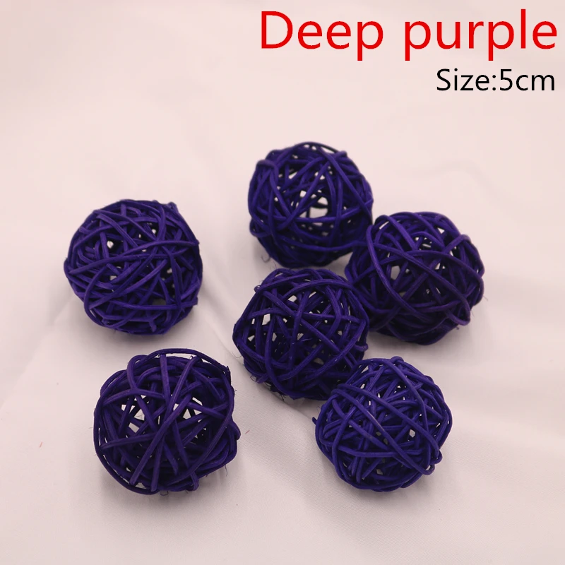 Deep purple 9 шт. 5 см красочные Ротанговые шары DIY украшения Sepak Takraw домашний орнамент Рождество/День рождения Свадебная вечеринка детские подарки украшения - Цвет: Deep purple