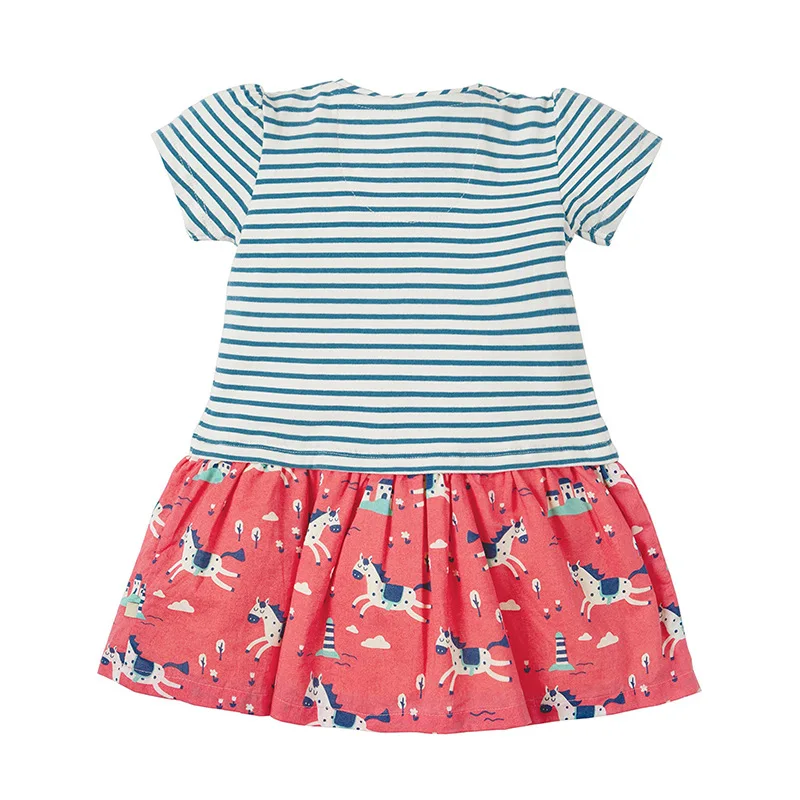 Little Maven/Новая летняя одежда для детей легкое платье из шифона в полоску с короткими рукавами и круглым вырезом для девочек от 1 до 6 лет, хлопковые платья для девочек
