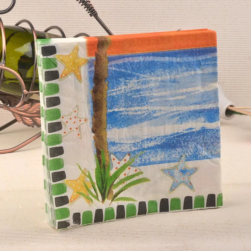 Новинка 2017 года море кокосовой Starfish Бумага салфетка Праздничная Вечеринка Cafe