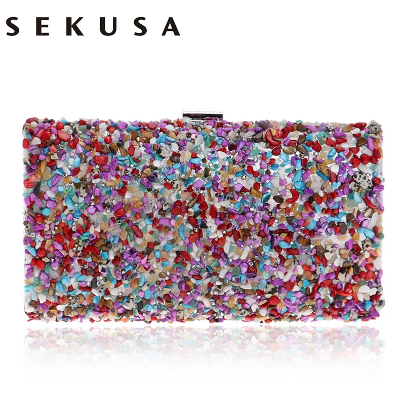 SEKUSA яркая вечерняя сумка с бриллиантами летняя модная женская маленькая