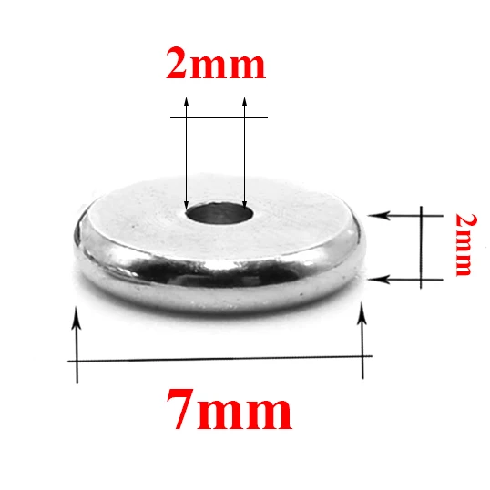 7x2mm Aiovlo 50 шт./лот 4 5 6 8 10 мм нержавеющая сталь плоский круглый свободный разделитель бисер бусины для DIY ювелирных изделий Аксессуары - Цвет: 7x2mm