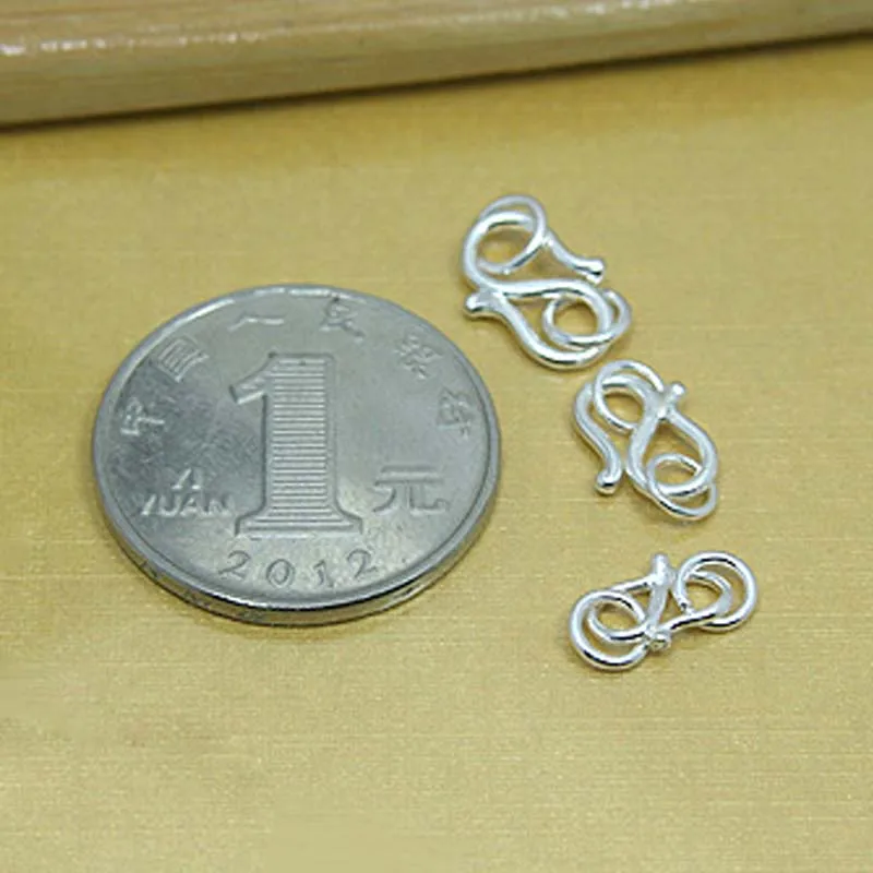 3pcs Genuine Real Pure Solid 925 Sterling Silver S Hook Fish Clasps Claw Jewelry Making Findings Necklace Bracelet Clasp