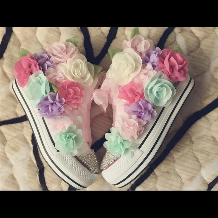 Koovan/женские туфли с цветочным принтом Высокая парусиновая обувь 2018 новые женские