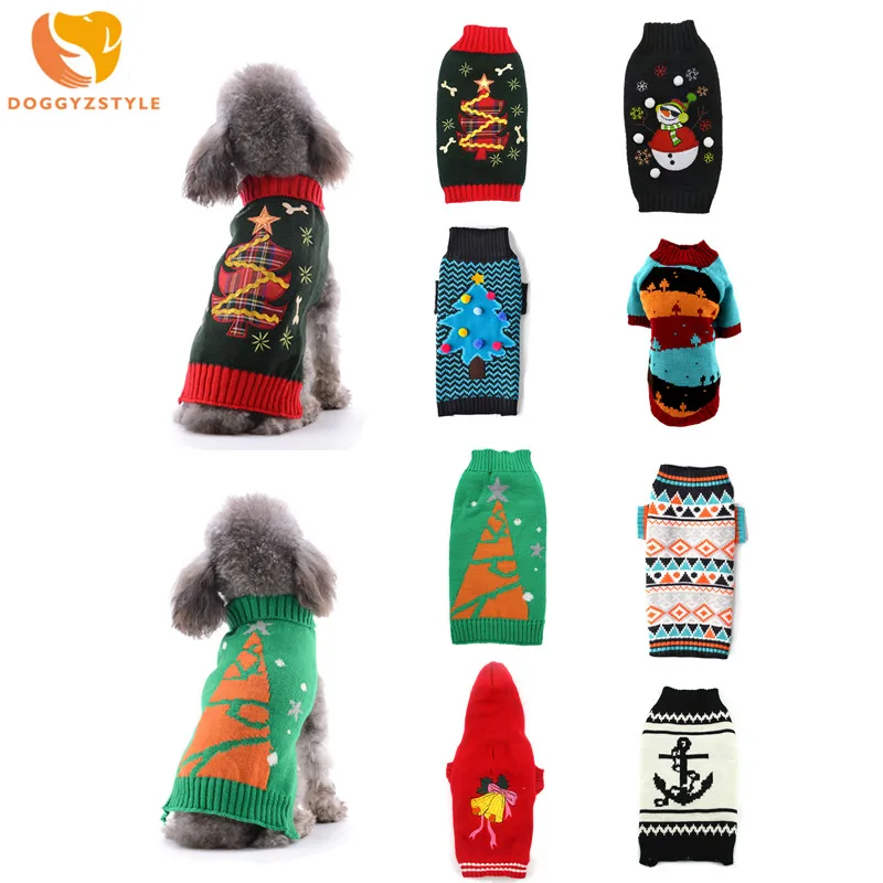Рождественская одежда для домашних животных DOGGYZSTYLE красный свитер собак джемпер