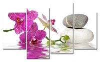 4panel purple orchid flower bamboo stone art work canvas prints art wall decor spa massage treatment painting