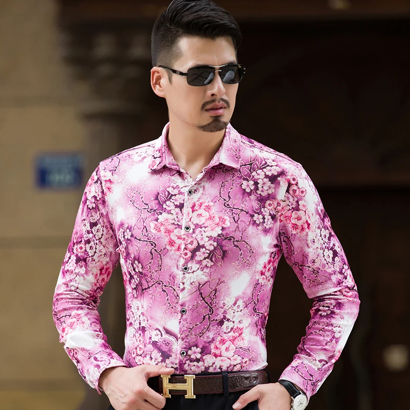 

High Quality Floral Shirts for Men 2019 New Men Long Sleeve Chinese Style Men Flowers Shirts Big Size 4XL 5XL 6XL 7XL #9714