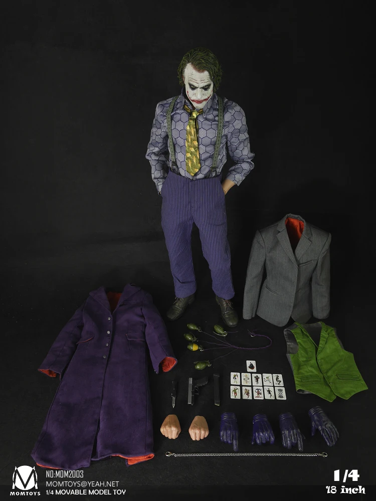 MOMTOYS MOM2003 1/4 масштаб Бэтмен Темный рыцарь Джокер 18 дюймов Коллекционная фигурка