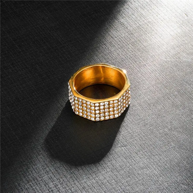Нержавеющая сталь микро проложить Стразы золотого цвета Iced Out Bling Квадратные