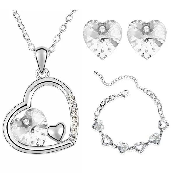 Женский комплект из колье и серёг с кристаллами|necklace earring|wedding jewelry setsbrand sets |