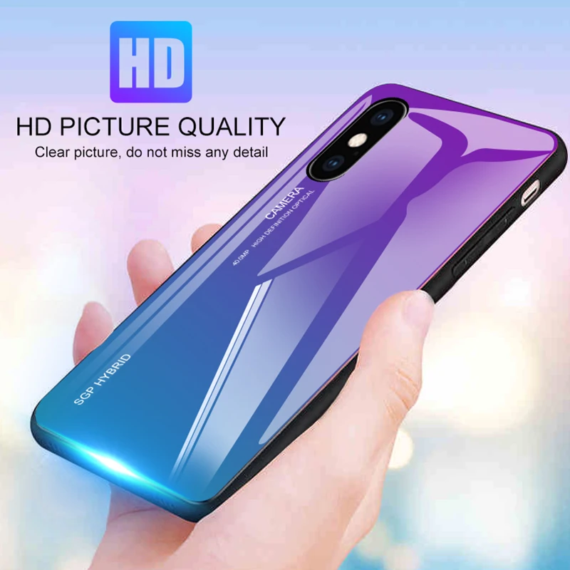 Gradient Tempered Glass Phone Case For iPhone 7 plus Protective Shell X XR XS Max 8 6 5 5s 6s back cover 9H | Мобильные телефоны и